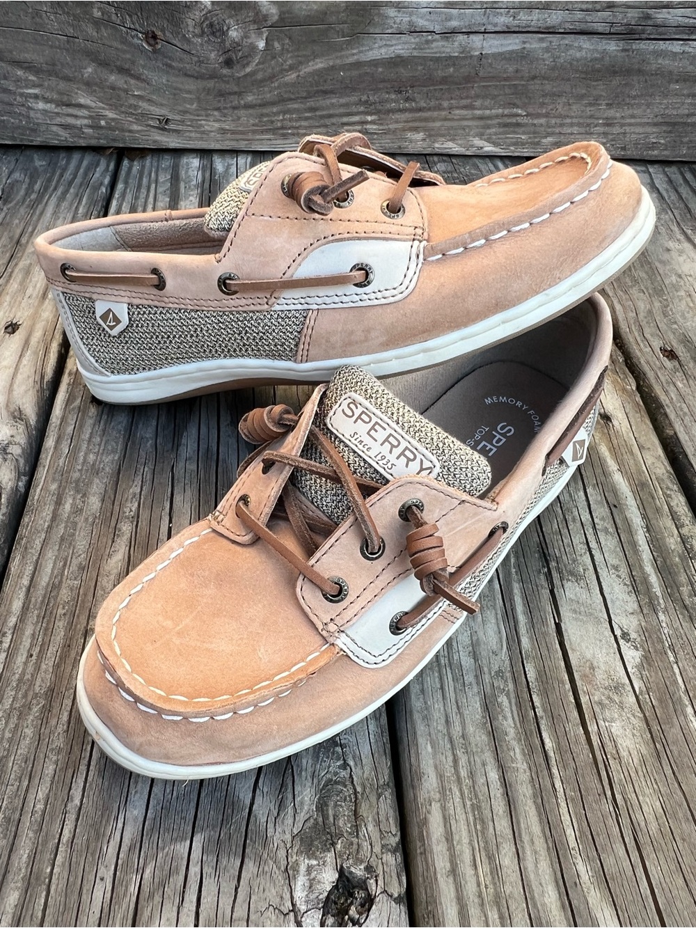 Sperry Kids Light Tan/Mesh Boat Shoes